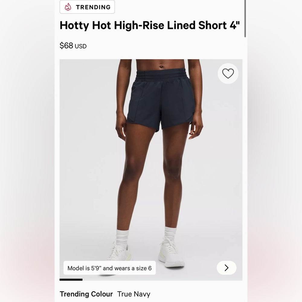 Lulu Lemon Hotty Hot High-Rise Lined Short 4"